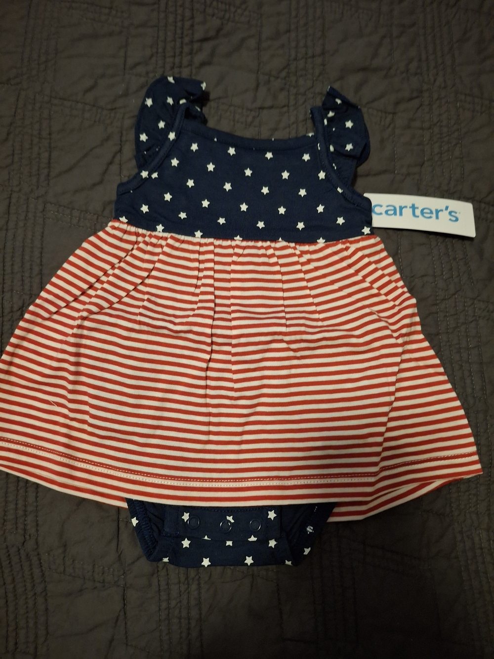 Carter's Navy Star Top with Red & White Stripe Skirt Bodysuit* Multiple Sizes